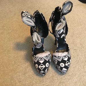 Black and white heels